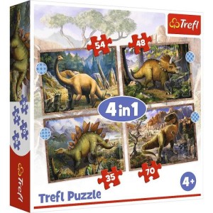 TREFL Puzzle Interesting dinosaurs - 4in1  (35/ 48/ 54/ 70 delova)