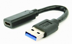 A-USB3-AMCF-01 Gembird USB 3.1 AM to Type-C female adapter cable, 10 cm, black