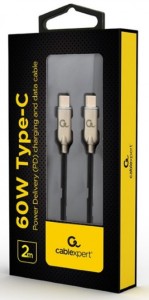 CC-USB2PD60-CMCM-2M Gembird USB 2.0 Type-C to Type-C cable (AM/CM), 60W, 2m