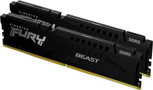 DDR5 32GB (2x16GB) 6400MHz [FURY BEAST], Non-ECC UDIMM, CL32 1.4V, 288-Pin 1Rx8, Black, Memory Kit, w/Heatsink, XMP ( KF564C32BBK2-32 )