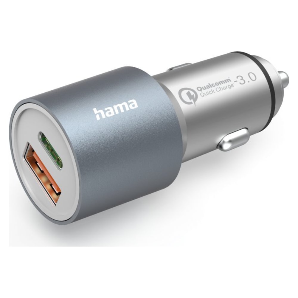 HAMA USB-C/A/PD/QC 38W Silver Auto punjač