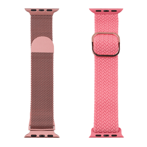 JUST IN CASE Zamenske narukvice 2u1 za Apple pametne satove 38-41mm Pink-Pink