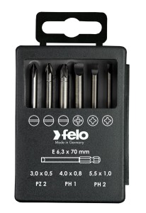 Felo Set bitova Industrial Bit-box Profi 73 mm SL/PH/PZ 03092716 6 kom