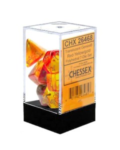 Kockice Chessex - Gemini - Translucent - Red-Yellow & Gold (7) 