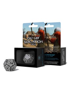 Kockica Q Workshop D12 Black & White Hit Location dice (1) 