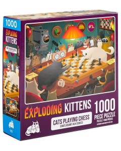 Puzzle for Adults Explodings Kittens - Cats Playing Chess 